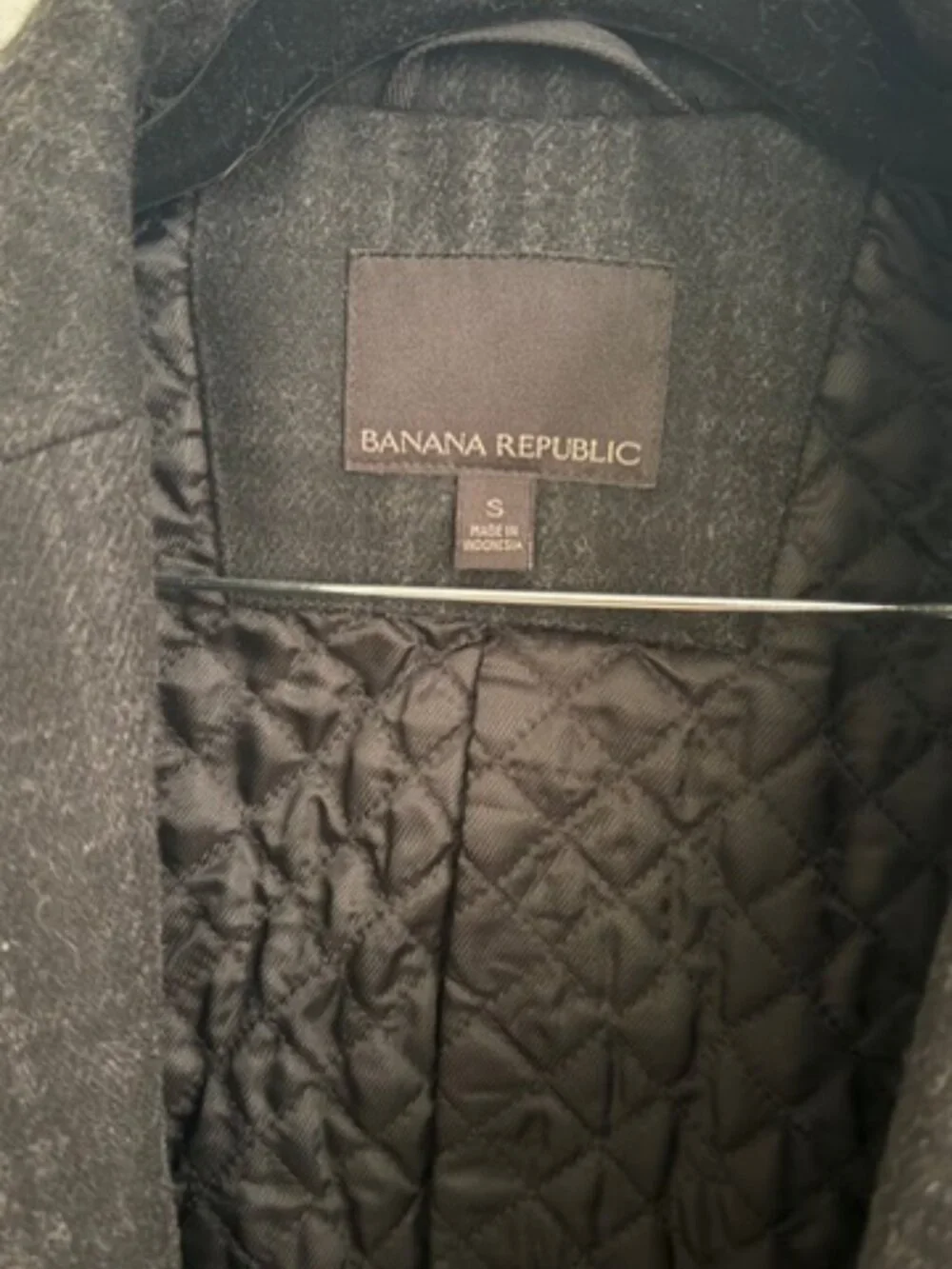 Banana Republic Wool Topcoat Charcoal Plaid Men's Small